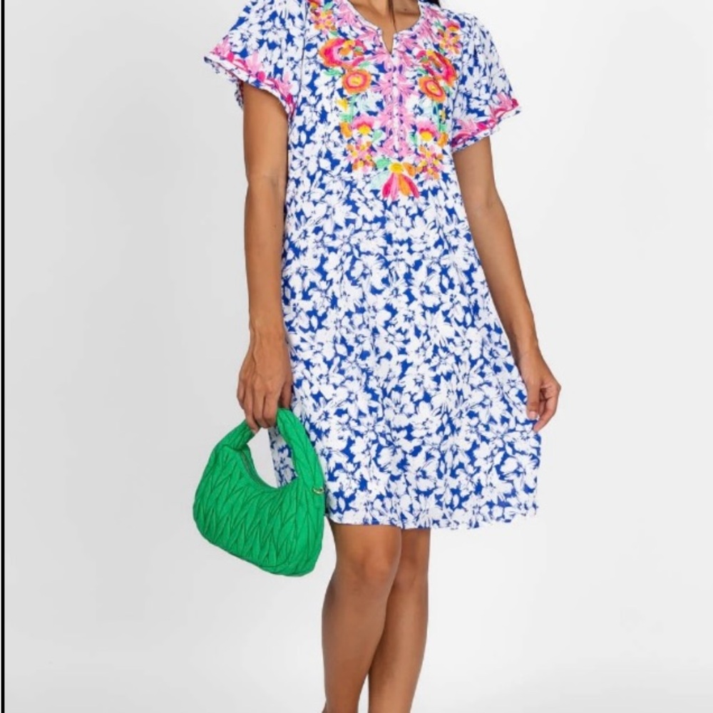 Floral Blue and Pink Dress